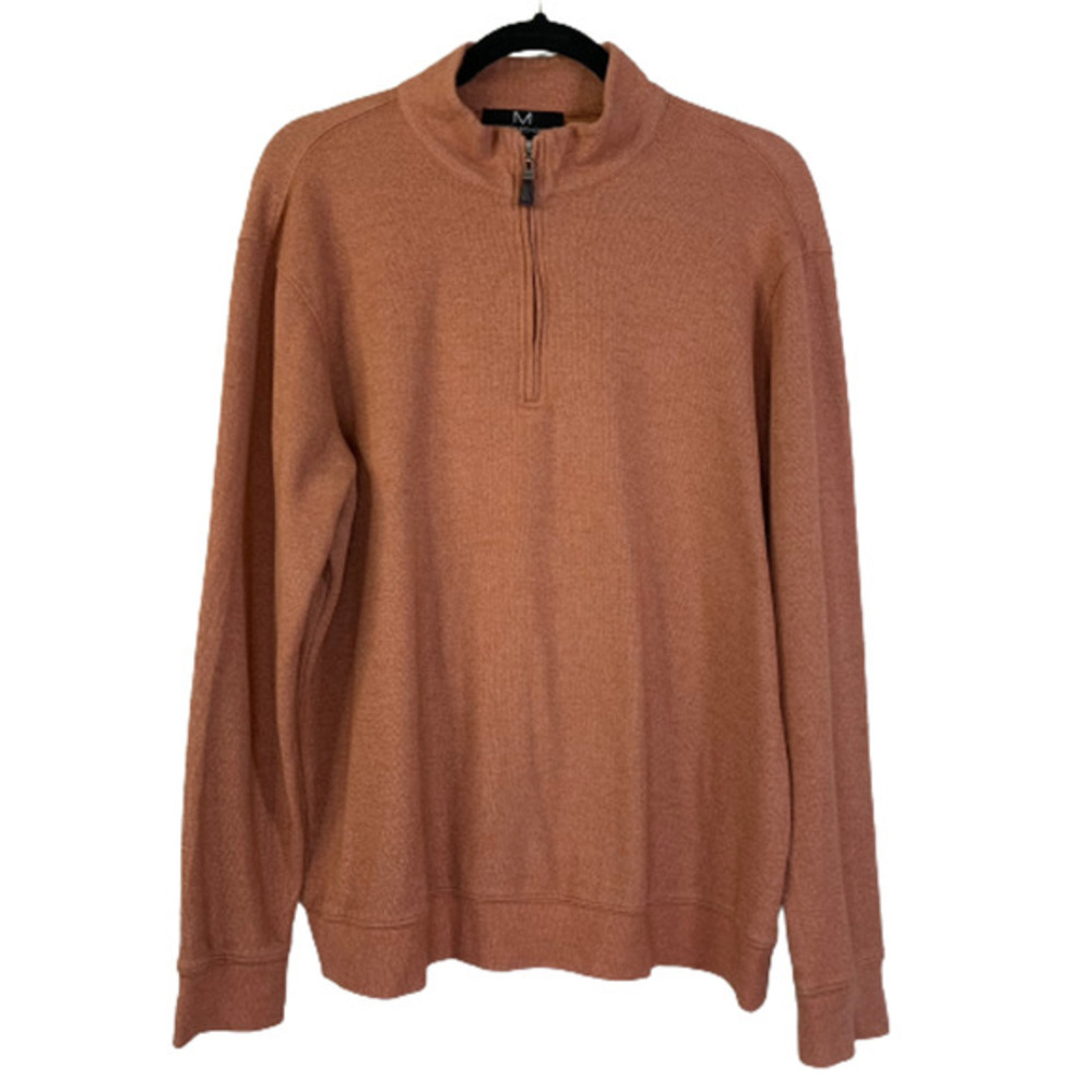 MAGASCHONI Orange 1/4‎ Zip Ribbed Pullover Sweater